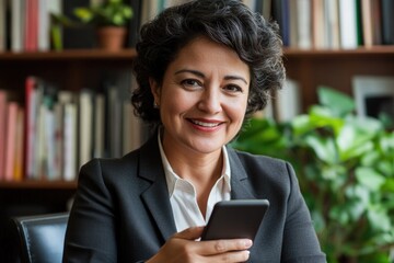 Aufkleber - A woman sits in a chair, focused on her cell phone