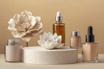 Poster - A small white flower sits atop a table surrounded by colorful bottles of nail polish