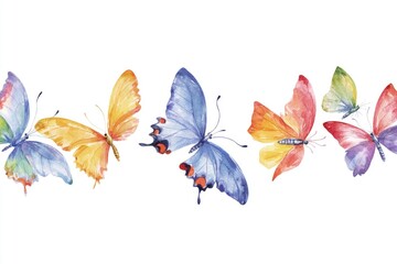 Poster - a colorful arrangement of butterflies on a white background, ideal for use in illustrations or desig