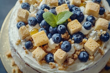 Poster - A sweet treat with blueberries and marshmallows on top, perfect for a dessert or snack