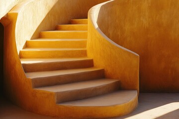 Poster - Staircase ascending to the top of a building, with a view from the top