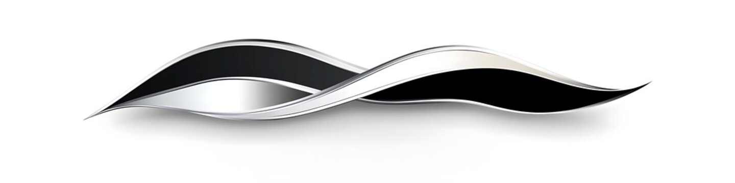 Innovative business logo featuring metallic silver and black in a sleek design on white
