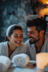 Aufkleber - A man and a woman sitting side by side in a calm atmosphere