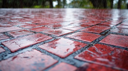 Aufkleber - A close-up shot of a red brick sidewalk