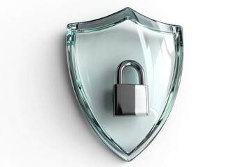 Aufkleber - A transparent glass shield secured with a metal padlock, perfect for securing sensitive items or spaces