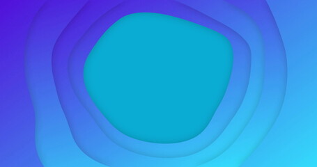 Poster - image of blue shapes with copy space moving on green background