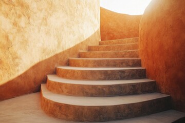 Poster - A staircase leading up to the rooftop of a building, perfect for architectural or urban landscape uses