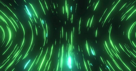 Poster - Image of green trails moving on black background