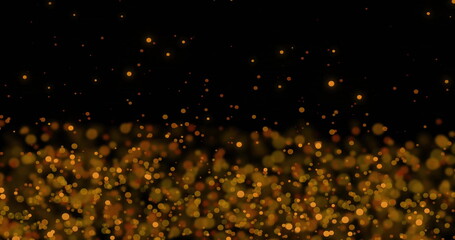 Poster - Image of glowing light spots moving over black background