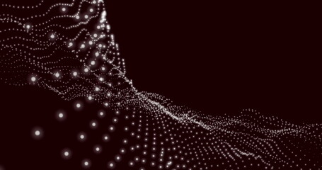 Poster - Image of mesh of glowing light spots over black background