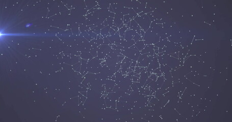 Poster - image of white shapes moving over blue background
