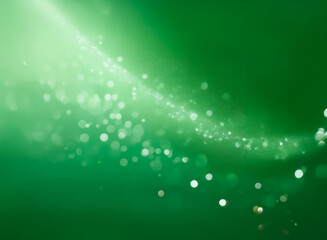 Wall Mural - a green abstract backdrop with a soft light wave and glowing bokeh. evokes freshness and nature with