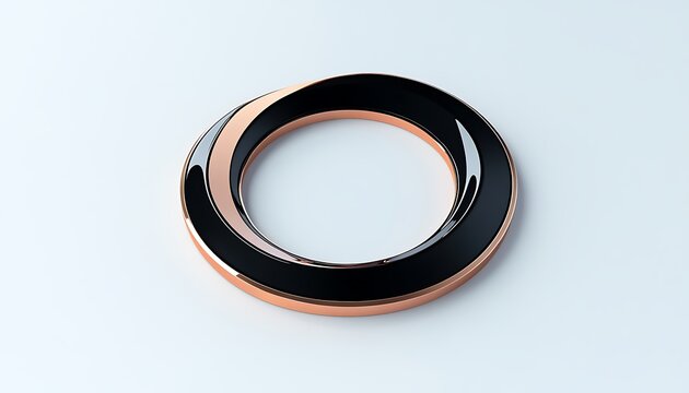 Luxury logo design with glossy black and rose gold in a minimalist circular pattern on white