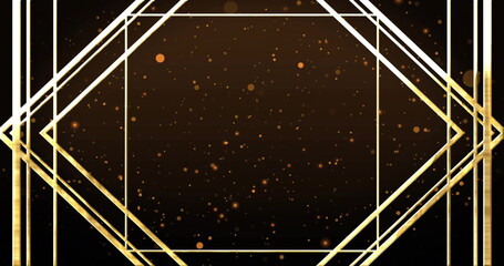 Wall Mural - image of golden frame over yellow spots moving
