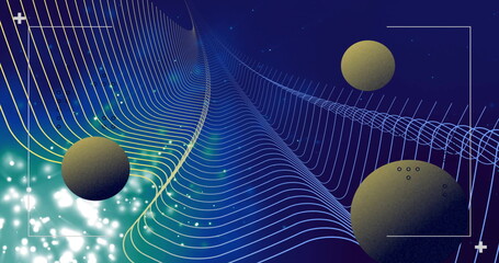 Aufkleber - Image of white frame over colourful shapes moving