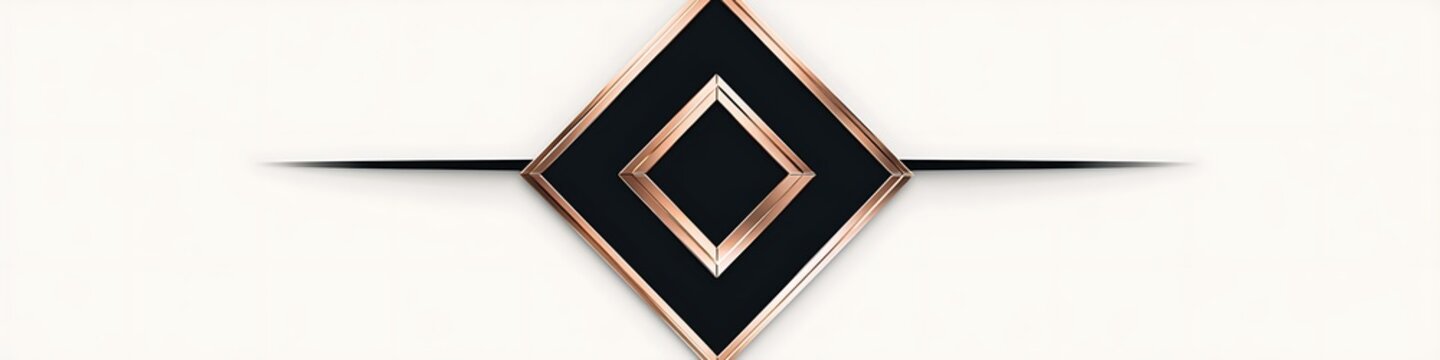 Luxury logo featuring black and rose gold in a minimalist and symmetrical pattern on white