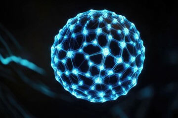 Poster - A single blue light on a dark, black background