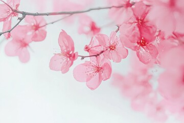 Sticker - A close-up view of pink flowers growing on a tree branch, perfect for adding a touch of nature to your design