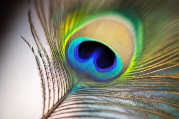 Poster - A close-up shot of a vibrant peacock feather, with intricate details and colors