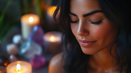 Poster - A person studying or meditating by candlelight