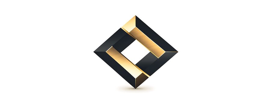 Luxury minimalist logo with sleek black and glossy gold accents in a structured design on white