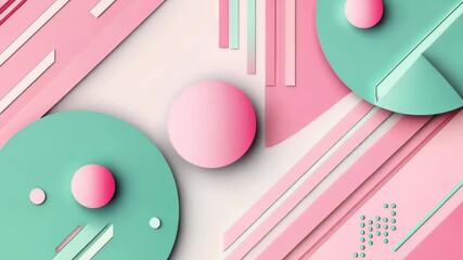 Poster - Explore vibrant geometric patterns blending soft pastels and bold shapes for an artistic touch to any space or design project. Generative AI
