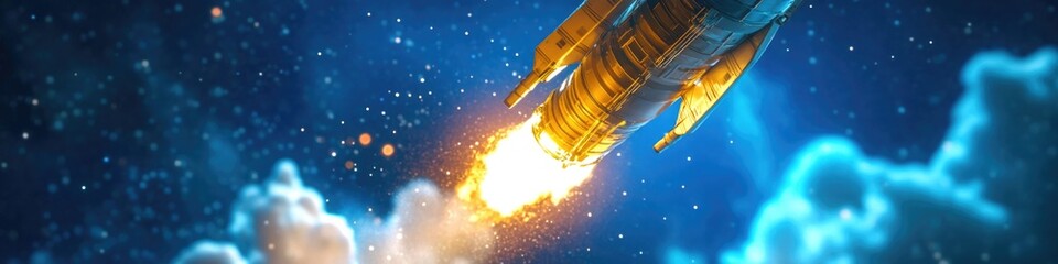 Aufkleber - Image of a space shuttle flying high above the clouds, with a clear blue sky in the background
