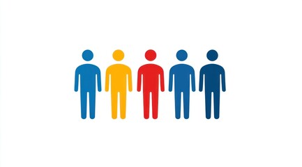 Wall Mural - five distinct figures depicted in a vector style represent unity and diversity, making it ideal for 