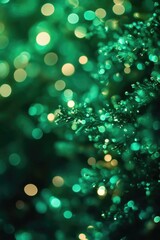Poster - A close-up shot of a Christmas tree with lights in the background, perfect for winter or holiday-themed designs