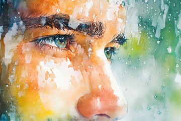 Poster - A person looks out a window with a contemplative expression