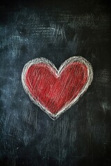 Poster - A simple heart drawn in chalk on a blackboard, perfect for classroom or home use