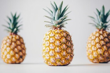 Wall Mural - Fresh pineapples arranged on a table