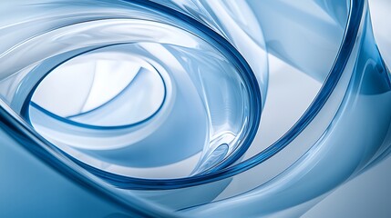 Aufkleber - Abstract swirling blue glass design, white background, digital art, website banner