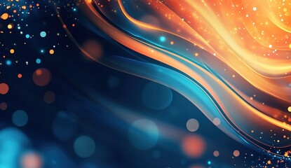 Poster - Abstract Waves of Light and Color Dance Beautifully in the Dark Night Sky, with Glowing Particles and a Dreamy Atmosphere.