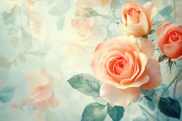 Canvas Print - Fresh pink roses arranged on a table, perfect for decorating or photography props