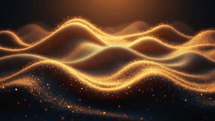 Aufkleber - A stunning wallpaper featuring elegant golden waves flowing across a deep, dark background