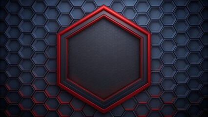 Leinwandbilder - Abstract Hexagon Pattern with Red Accents and Dark Background