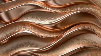 Poster - Mesmerizing dance of flowing copper waves reflecting light in an artistic display of texture and elegance. Generative AI