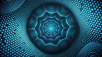 Leinwandbilder - Abstract swirling blue hexagonal and circular patterns forming a hypnotic tunnel of light