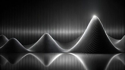 Wall Mural - Abstract Metallic Waves on Dark Striped Background, a Stylish Modern Design Element