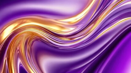 Poster - Captivating swirls of purple and gold create a mesmerizing dance of colors in an abstract display of elegance and beauty. Generative AI