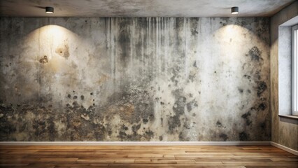 Poster - Empty Room with a Distressed Wall and Hardwood Floor, Ideal for Interior Design Projects and Home Improvement Ideas