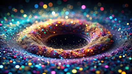 Poster - A mesmerizing cosmic swirl of vibrant glitter, sparkling with iridescent brilliance and luminous bokeh, creating an ethereal and enchanting visual spectacle.