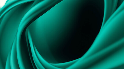 Poster - Teal Abstract Silk Wave Formation Creates a Flowing Curvature Design