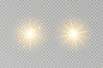 Wall Mural - golden star-sun light with glowing rays and radiant flashes. a high-quality vector illustration feat