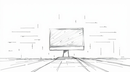Poster - Abstract sketch of a modern computer screen displaying network concept