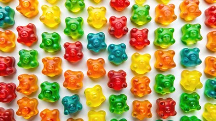 Poster - Colorful Gummy Bear Candy Pattern A Delightful Arrangement of Assorted Flavors and Hues, Perfect for Sweet Treats and Festive Occasions