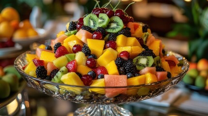 Wall Mural - Tropical fruit platter, buffet, hotel, breakfast, vibrant, delicious, healthy, summer