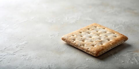 Poster - A single square cracker rests on a textured surface; a simple baked good