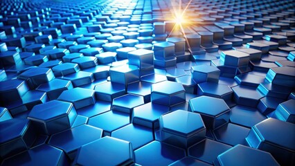 Leinwandbilder - abstract blue hexagonal structure illuminated by sunlight a digital rendering of interlocking geomet